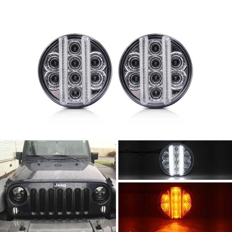 Для Jeep Wrangler JK &amp Unlimited 07-17 передний Янтарный светодиодный указатель поворота s