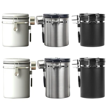 

Coffee Canister Stainless Steel Coffee Storage Container with Coffee Scoop Date Tracking Wheel for Store Tea Sugar