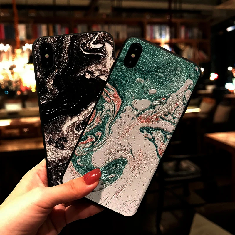 

for xiaomi redmi K20 K30 PRO Note 8 pro note 7 7 7a 6 6A silicone frosted 3D Embossed carvings Painted Chinese style phone case