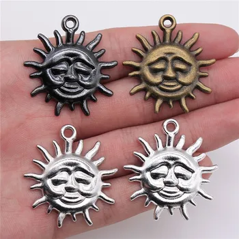 

WYSIWYG 2pcs Charms Sun 36x33mm 4 Colors Antique Bronze Pendant Sun Charms For Jewelry Making Jewelry Findings