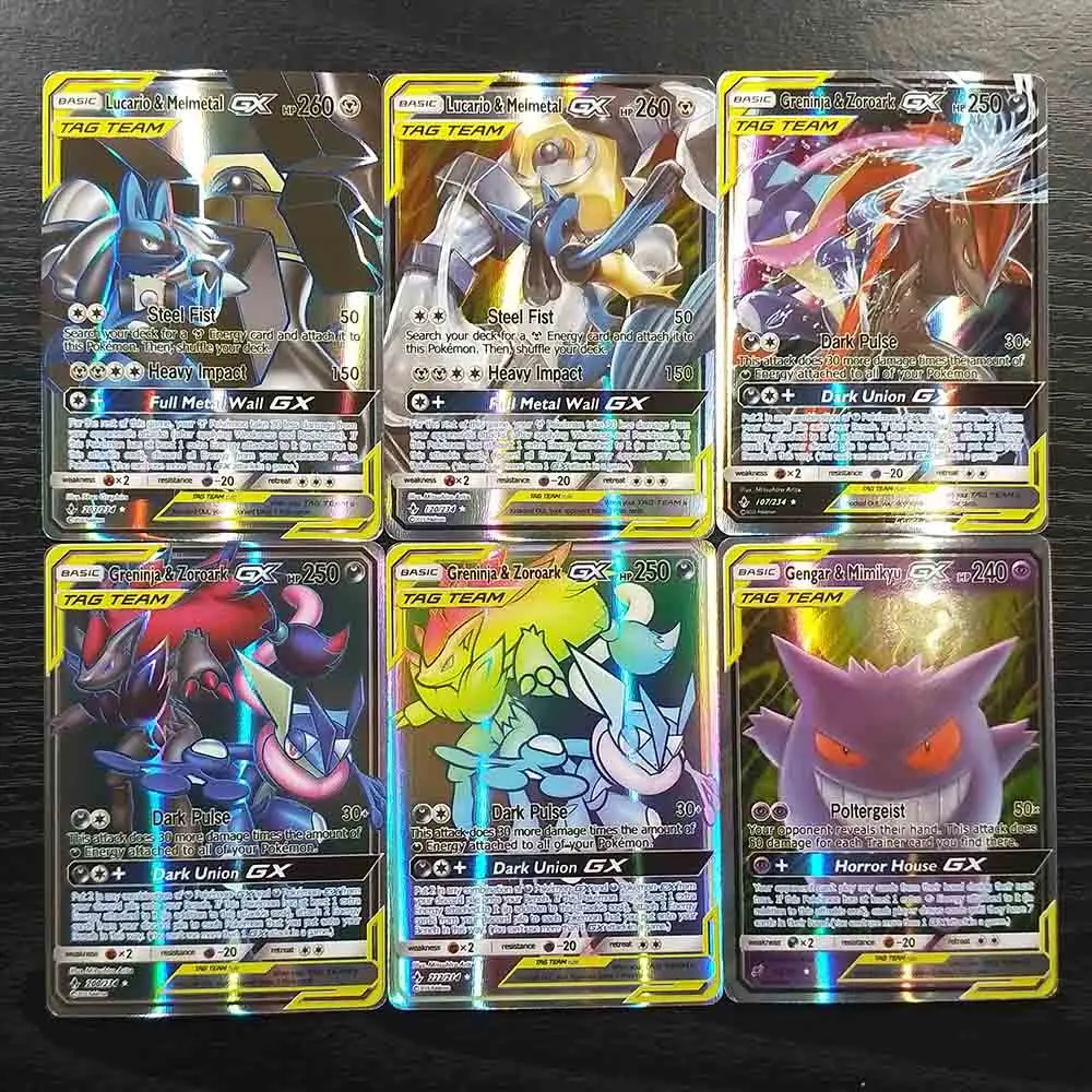 TAKARA TOMY 200 Flash Cards SUN MOON TAG TEAM 194 GX 6 Trainer Collections Shining Pokemon Card Board Game Children Toys