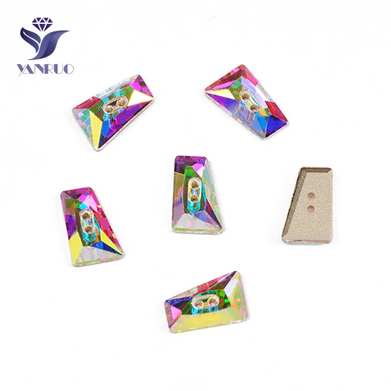 

YANRUO 3052 10x17mm AB Trapeze DIY Sofa Sewing Decor Crystal Rhinestone Glass Buttons For Needlework Accessories