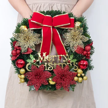 

Creative Pine Needles Christmas Wreath Floral Hoop for Home Door Hanging Ornament Wedding Decoration 2020 Happy New Year