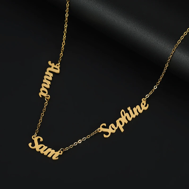 Custom Meerdere Gepersonaliseerde Naam Kettingen Sieraden Ketting Hanger Naam Gouden Kleur Ketting Voor Vrouwen Mannen Roestvrij Staal Geschenken