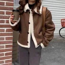 

2022 Fall Imitation Wool Warmth Fur Coat for Women Winter Solid Color Chic Streetwear Long Sleeve Jacket Ladies Casual Outwear
