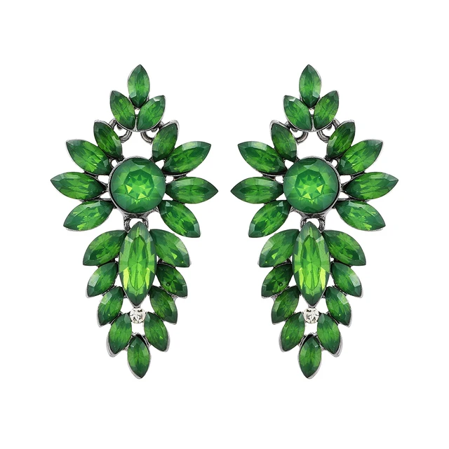 Ztech New Green Series Set Earrings Designer Jewelry Crystal Tassel Za Accessories Handmake Statement Bijoux Pendientes Brincos E1434