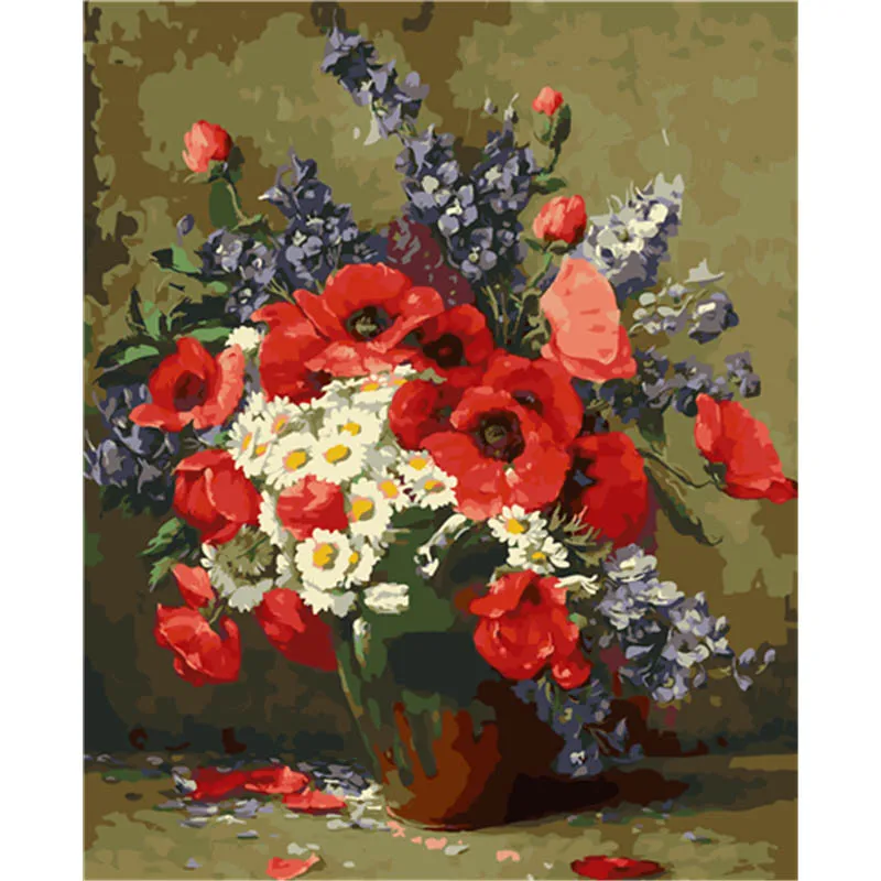 

BAISITE DIY Painting By Numbers Hand Painted Canvas Flower Modern Wall Picture Art For Living Room Home Decoration OTG6169
