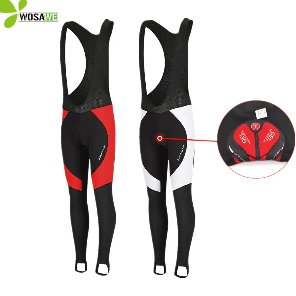 

WOSAWE Winter Fleece Thermal Cycling Pants Bib Trousers Gel Padded Cushion Road Bike Bicycle Riding Tights Shockproof Cycle Wear