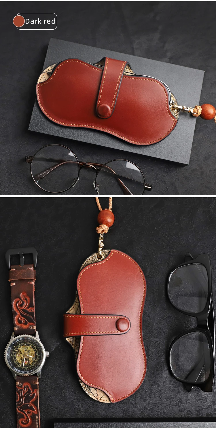 Echtes Leder Lesebrille Tasche Handgemachte Marke Design Sonnenbrille Pouch Tragbare Brillen Display Box Lagerung Gläser Fall – Detail 33