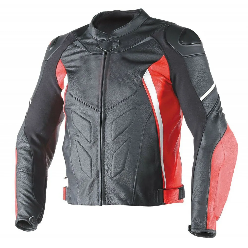 Высокое качество! Dain Avro D1 кожаная куртка Мотоцикл ATV велосипед бездорожья мотокросса куртки с защитой - Цвет: Black Red