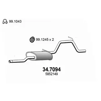 

Rear resonator muffler OPEL AGILA 1.0i 3/00 ASSO 347094