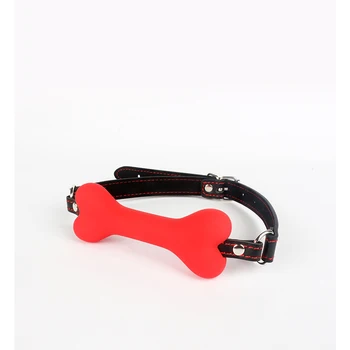 Lilicochan Sexy PU Leather Buckle Straps Silicone Dog Bone oral fixation Mouth Gag for couple Slave BDSM Toys adult games mujer 4