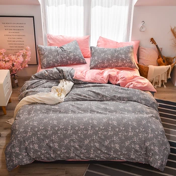 

AB Version Double-sided Fabric Bedding Set Cotton Velvet Warm Breathable Bedclothes Large Size Duvet Cover Pillowcase Bed Sheet