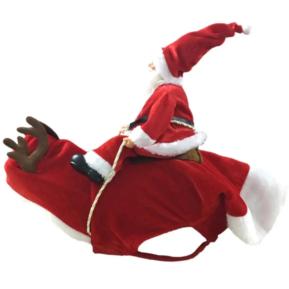 Рождественская Одежда для собак костюмы Санта-Клауса для праздников и вечеринок Рождественская одежда для домашних животных для средних собак забавная одежда для домашних животных для верховой езды