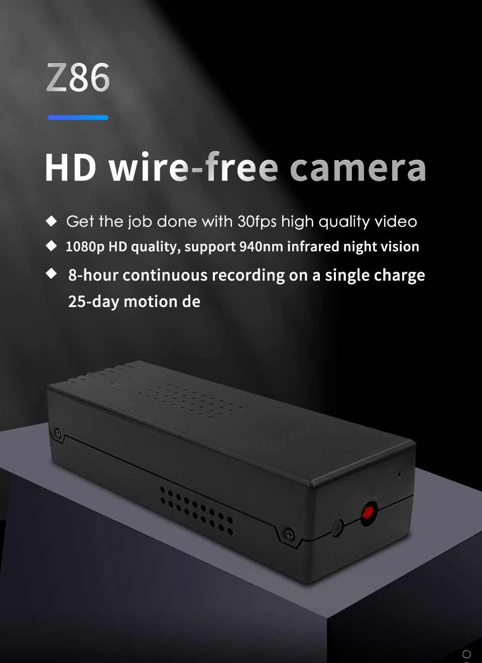 Front view of compact ZETTA DVR camera