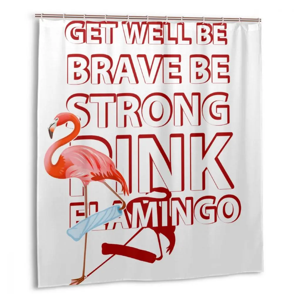 

CHARM HOME Pink Flamingo Plastic Shower Curtain 66x72 In with free hooks Customized Bathroom Decorative Waterproof Polyester