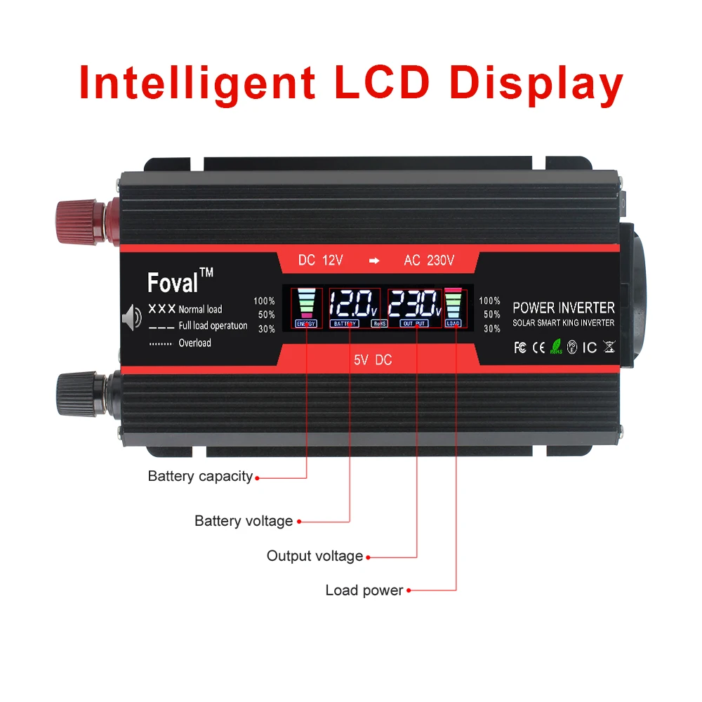 US $37.16 Car Power Inverter HomeOuting Eu Socket4000watts Peak Dc12v To Ac 230v Lcd Display Modified Sine Wave 2usb Transformer Inverter