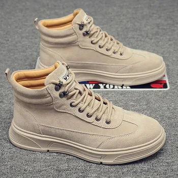 

2020 Genuine Leather Shoes Men Autumn Early Winter Shoes Fashion Man Street Footwear Mens High top Sneakers A2785