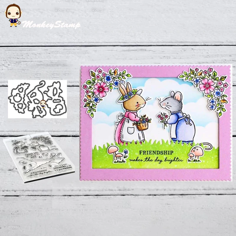 MonkeyStamp Mouse Mother Metal Cutting Dies and Stamps for DIY Scrapbooking photo album Decorative Embossing Paper Cards | Дом и сад