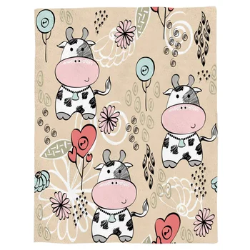 

Cute Cartoon Cow Spring and Autumn Soft Flannel Blanket Office Siesta Blanket Sofa Bed Blanket