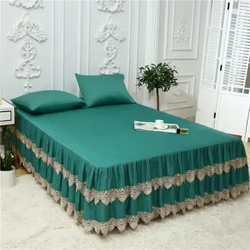

New 1 Pcs Bed Set Korean Double Lace Bed Skirt Student Dormitory Non-Slip Princess Bed Cover Twin Size Fitted Sheet Deep 40-45cm