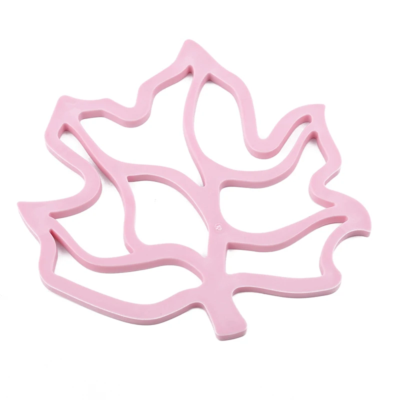 light pink Толстый Настольный коврик кленовый лист, противоскользящая кухонная посуда, подстилка, коврики, креативные силиконовые термостойкие подушечки, кухонные аксессуары - Цвет: light pink