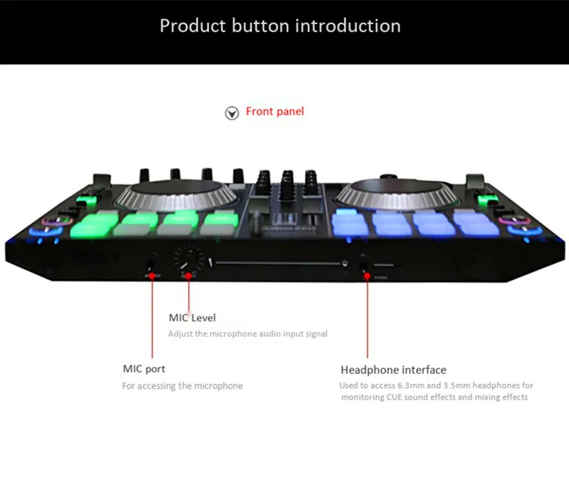 Двухканальный звук DJ контроллер компьютерная игра музыкальный конвертер микшер музыкальный ауодиопроцессор цифровой ПК дисковая машина