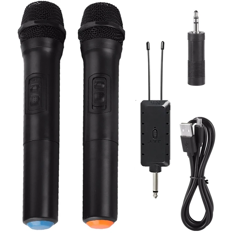 VHF Drahtlose Mikrofon Handheld Mic System für Karaoke mit USB Empfänger 