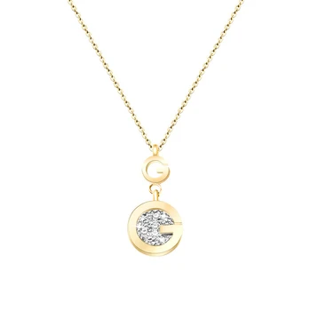 

316L Stainless Steel Jewelry Simple G Letter Fashion Necklaces With Cubic Zirconia Nameplate Necklace Clavicle Chain