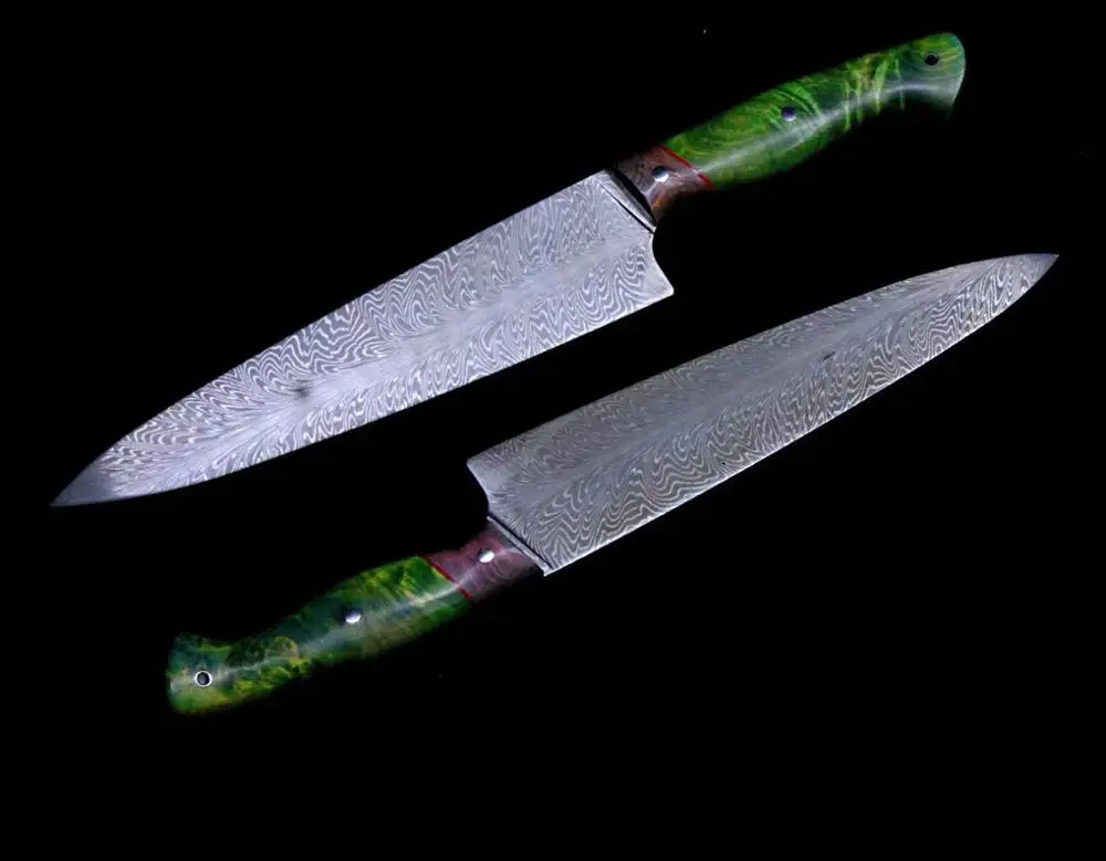 Дамасский нож, кухонные поварские ножи, стабильная деревянная ручка, острый кухонный нож, нож для мяса