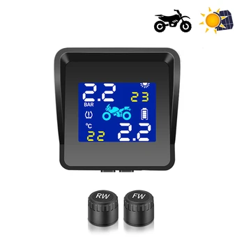 

2020 USB Solar Charging Motorcycle TPMS Tire Pressure Tyre Temperature Motor Monitoring Alarm System with 2 External Sensors