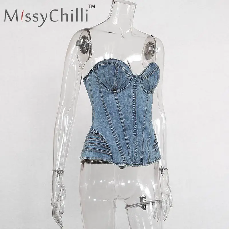 MissyChilli, джинсовый, с открытой спиной, облегающий, женский, фестиваль, cami, модный, без рукавов, летний, короткий, укороченный топ, для женщин, сексуальные, вечерние, Клубные, топы на бретелях