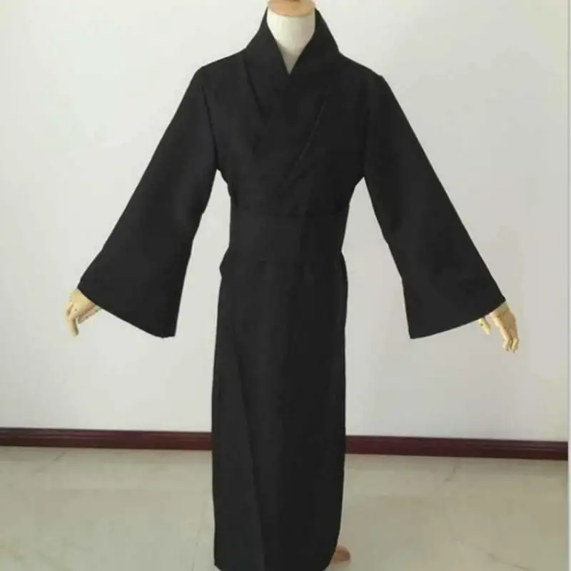 Robes Classic Black Samurai Clothes Men Breathable Underwear Kimono Traditional Japanese Cosplay Yukata Home Pajamas