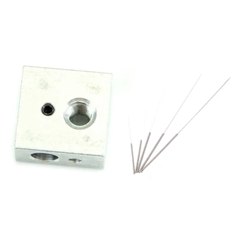 

6 Pcs Accessories: 1 Pcs Heater Aluminum Block Assembly for Makerbot 3D Printer MK7 MK8 & 5 Pcs Drill Cleaning Bits with Cover f