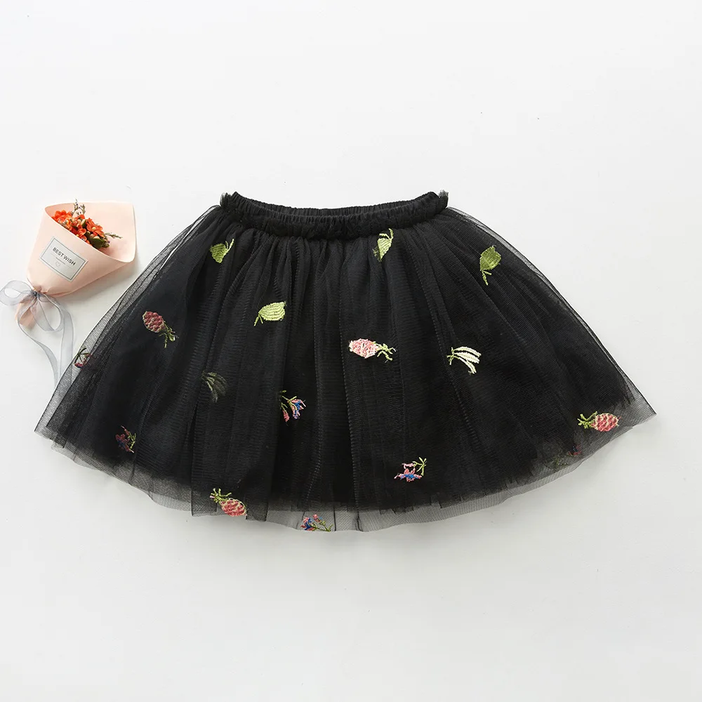 Юбка для девочек; летняя юбка для детей; белая многослойная юбка-американка; трехслойная детская юбка-пачка принцессы; детская юбка для танцев - Цвет: Черный