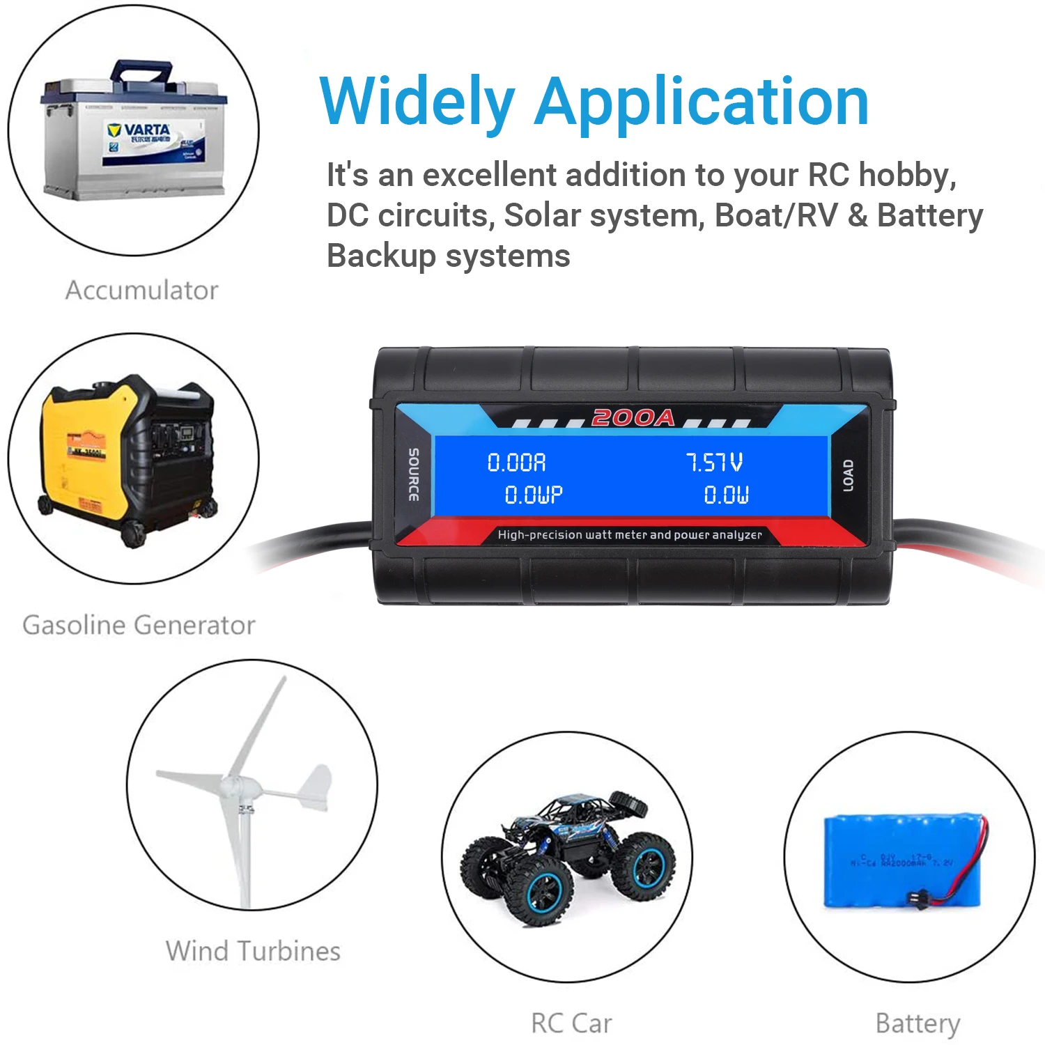 200A High Precision Watt Meter and Power Analyzer Backlight LCD Rc Drone Voltage