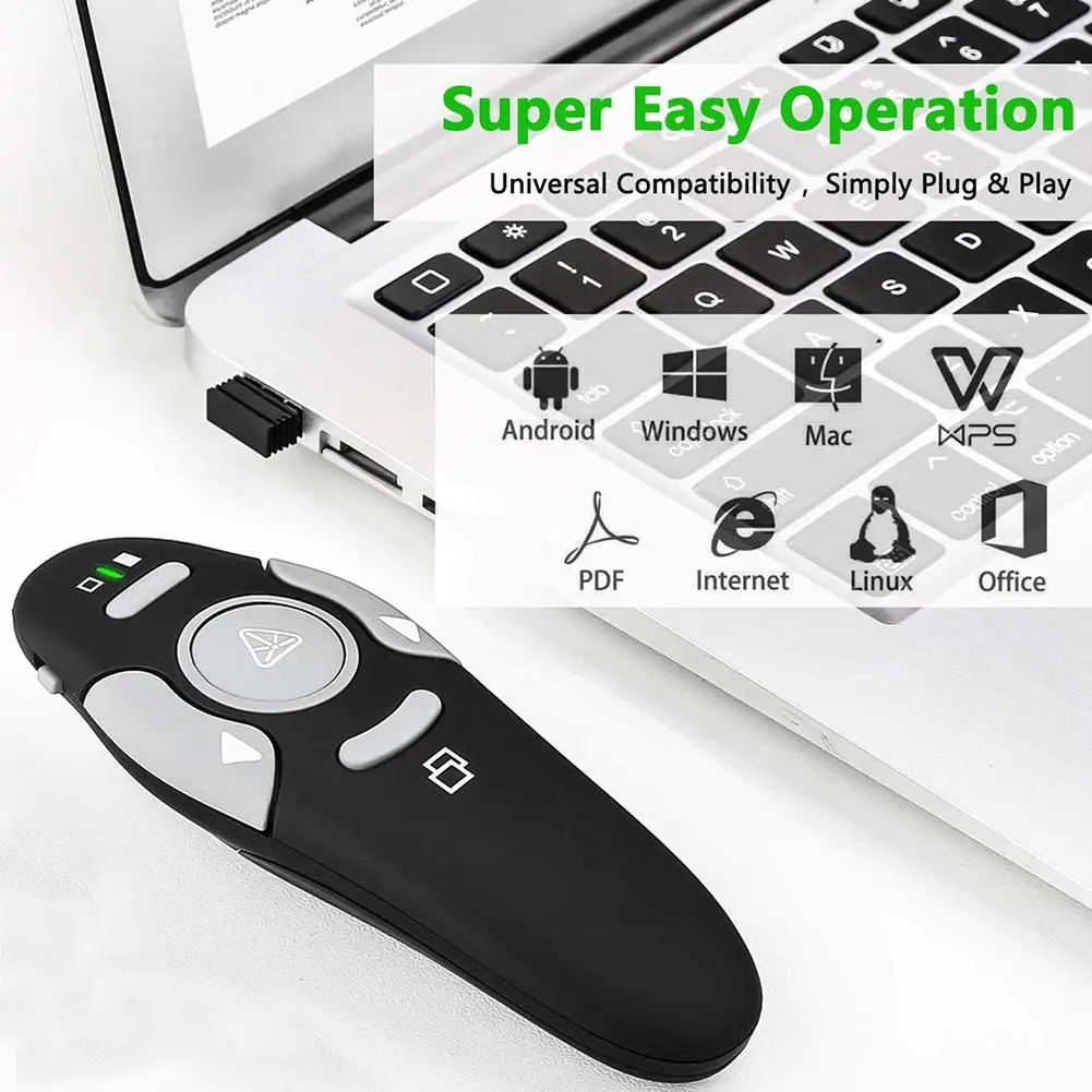 Multi-Function flip Pen with LCD Screen Green Wireless Demonstrator Rf 2.4 Ghz Demo Remote Charging Pen