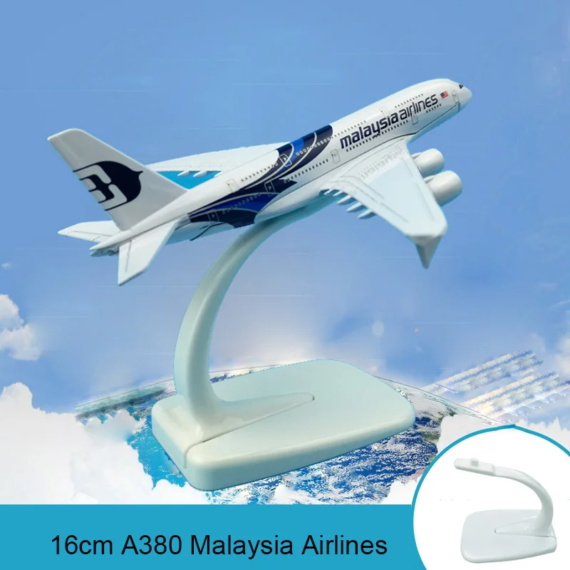 16 см A380 Малайзия модель самолета Malaysia Airlines Аэробус авиации Сложите синие крылья