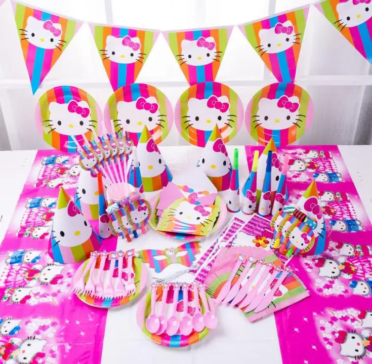 Рисунок «Hello Kitty» тема кошки детские День рождения украшения комплект вечерние принадлежности для дня рождения пакет события принадлежности для вечеринки, оптом - Цвет: 90pcs