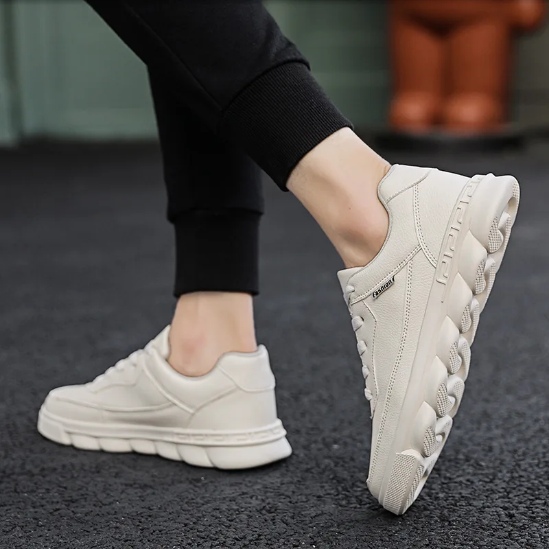 

2019 New Style Combination-MEN'S SHOES Lower-cut Casual Shoes Cold Bonding-Style Leather White Shoes Street Skateboard Shoes