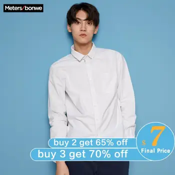 

METERSBONWE Men Shirt Long Sleeve New Spring Summer Trendy Wild Net Solid Color Clean Top