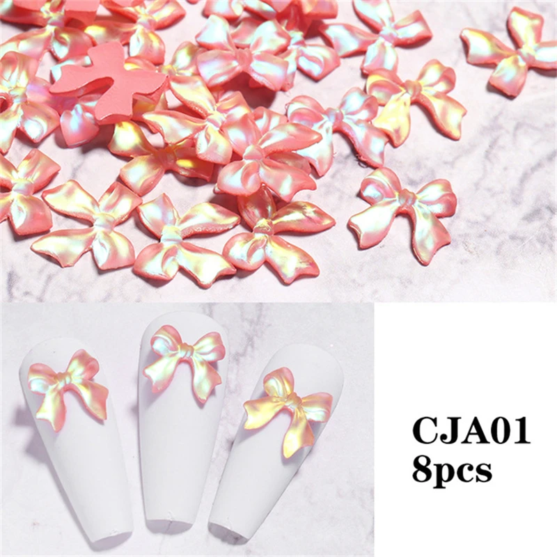 

8 шт./компл. полупрозрачный японский волшебный бант из смолы фантомного цвета украшения для ногтей женская повседневная одежда 3D лазерный стример