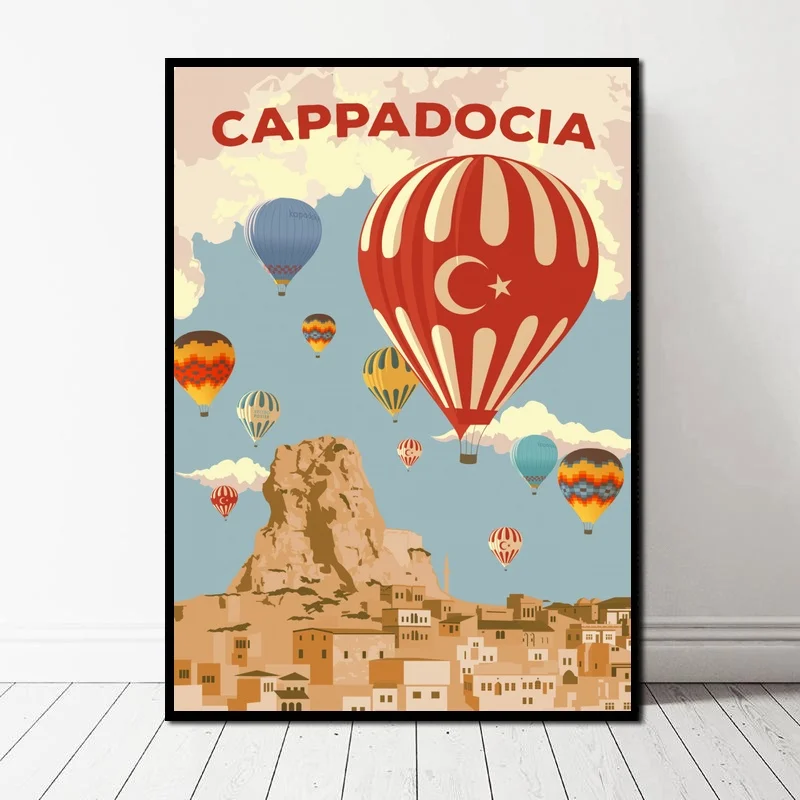 Анталья Санторини Cappadocia Балийский Париж Городской Пейзаж Плакат Холст Искусство Печать настенные картины для гостиной без рамки