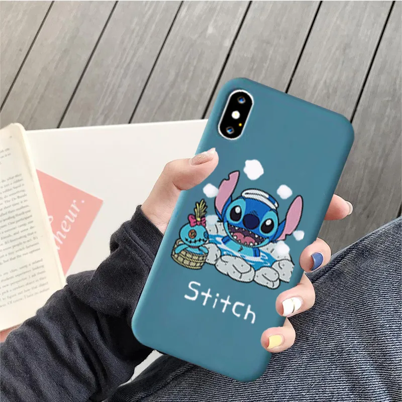 Милый чехол Lilo Stitch для IPhone X, XR, XS, MAX, 7, 8, 6, 6s Plus, мультфильм, Стич, матовый, Imd, мягкий силиконовый чехол для телефона, чехол для Iphone 11