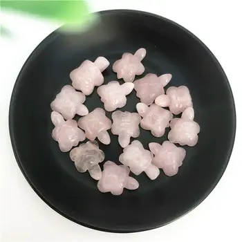 

Mini Natural Pink Rose Quartz Crystal Tortoise Hand Carved Crystal Animal Healing Natural Stones and Minerals