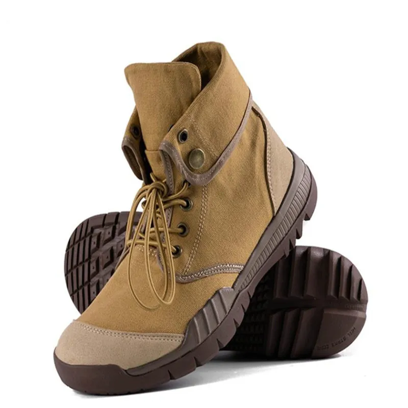 

New Top Quality Canvas Men Boots Lace Up Male Canvas Shoe Ankle Cowboy Motorcycle Boots Fashion Military Desert boot MA-26