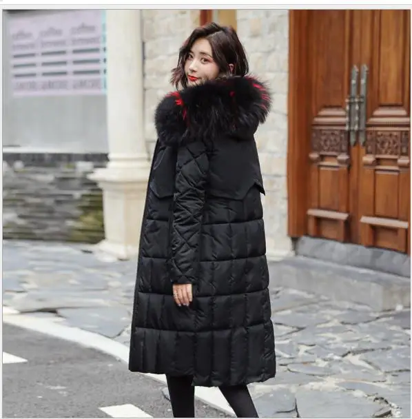 Модный принт, зимняя женская куртка, двусторонняя, для ношения, пуховик, хлопковое пальто, женское, толстое, с капюшоном, с разноцветным меховым воротником, парки H053 - Цвет: Black