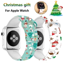 Ремешок для Apple watch band 5 4 44 мм 40 мм Рождественский подарок мягкий силиконовый с цветочным принтом наручный ремень iWatch 5 4 3 38 мм 42 мм ремешок для часов