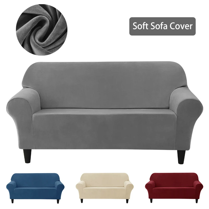 

European Style Sofa Cover for Living Room Spandex Stretch Plush Armchair Couch Covers Home Decor Solid Color Furniture Protector