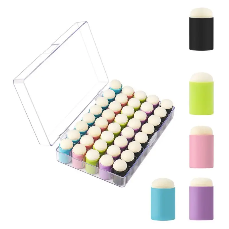 

40 Pack of Finger Sponge Daubers with Storage Case for Painting Art Ink Crafts M5TB
